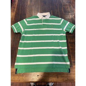 Polo Ralph Lauren Mens Rugby Polo Shirt XL Striped Green White